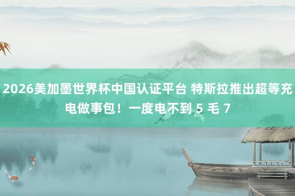 2026美加墨世界杯中國認證平臺 特斯拉推出超等充電做事包!一度電不到 5 毛 7