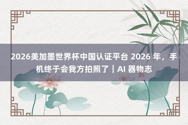 2026美加墨世界杯中國認證平臺 2026 年，手機終于會我方拍照了｜AI 器物志