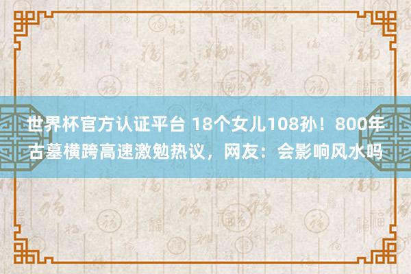 世界杯官方認證平臺 18個女兒108孫！800年古墓橫跨高速激勉熱議，網友：會影響風水嗎