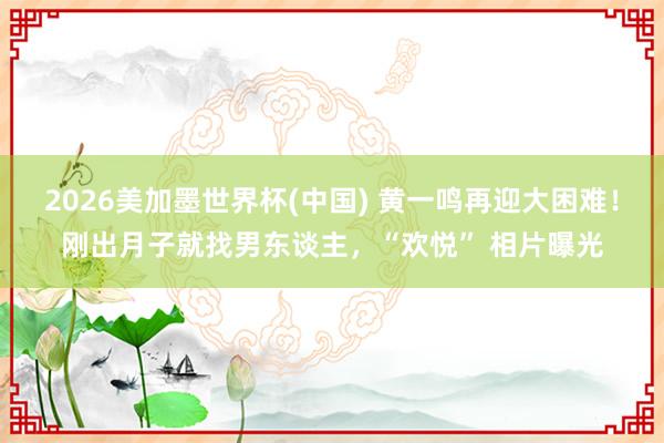 2026美加墨世界杯(中國(guó)) 黃一鳴再迎大困難！剛出月子就找男東談主，“歡悅” 相片曝光
