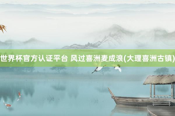 世界杯官方認(rèn)證平臺(tái) 風(fēng)過(guò)喜洲麥成浪(大理喜洲古鎮(zhèn))
