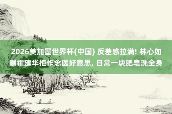 2026美加墨世界杯(中國(guó)) 反差感拉滿(mǎn)! 林心如曝霍建華拒作念醫(yī)好意思， 日常一塊肥皂洗全身