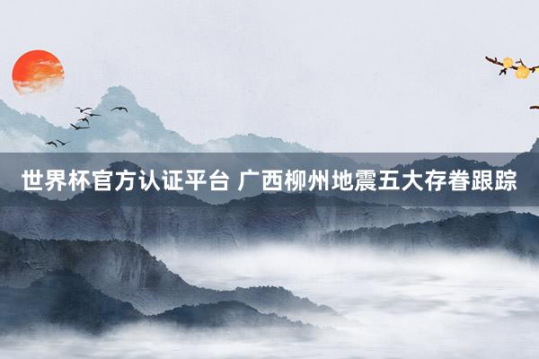 世界杯官方認證平臺 廣西柳州地震五大存眷跟蹤