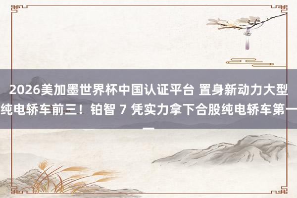 2026美加墨世界杯中國認證平臺 置身新動力大型純電轎車前三！鉑智 7 憑實力拿下合股純電轎車第一