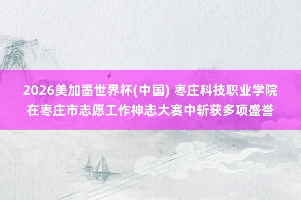 2026美加墨世界杯(中國) 棗莊科技職業學院在棗莊市志愿工作神志大賽中斬獲多項盛譽