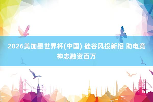 2026美加墨世界杯(中國) 硅谷風投新招 助電競神志融資百萬