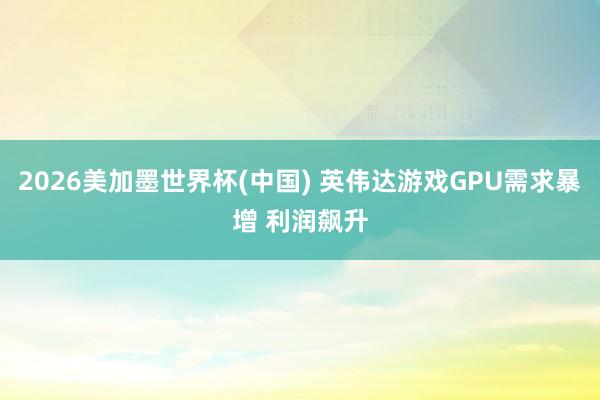 2026美加墨世界杯(中國) 英偉達(dá)游戲GPU需求暴增 利潤飆升