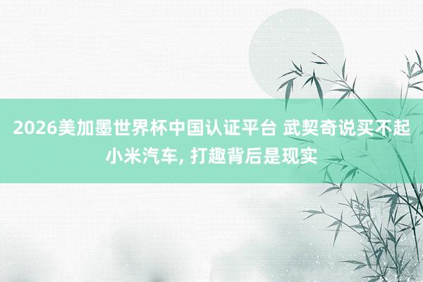 2026美加墨世界杯中國認(rèn)證平臺 武契奇說買不起小米汽車， 打趣背后是現(xiàn)實