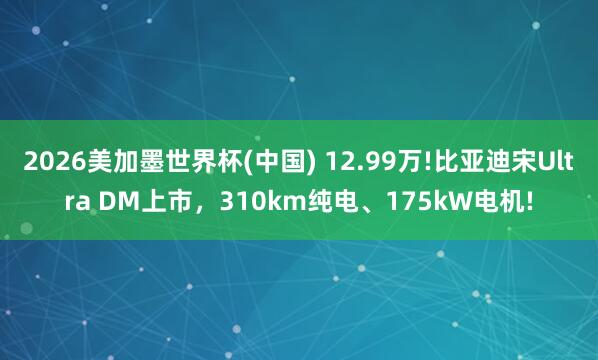 2026美加墨世界杯(中國) 12.99萬!比亞迪宋Ultra DM上市，310km純電、175kW電機!